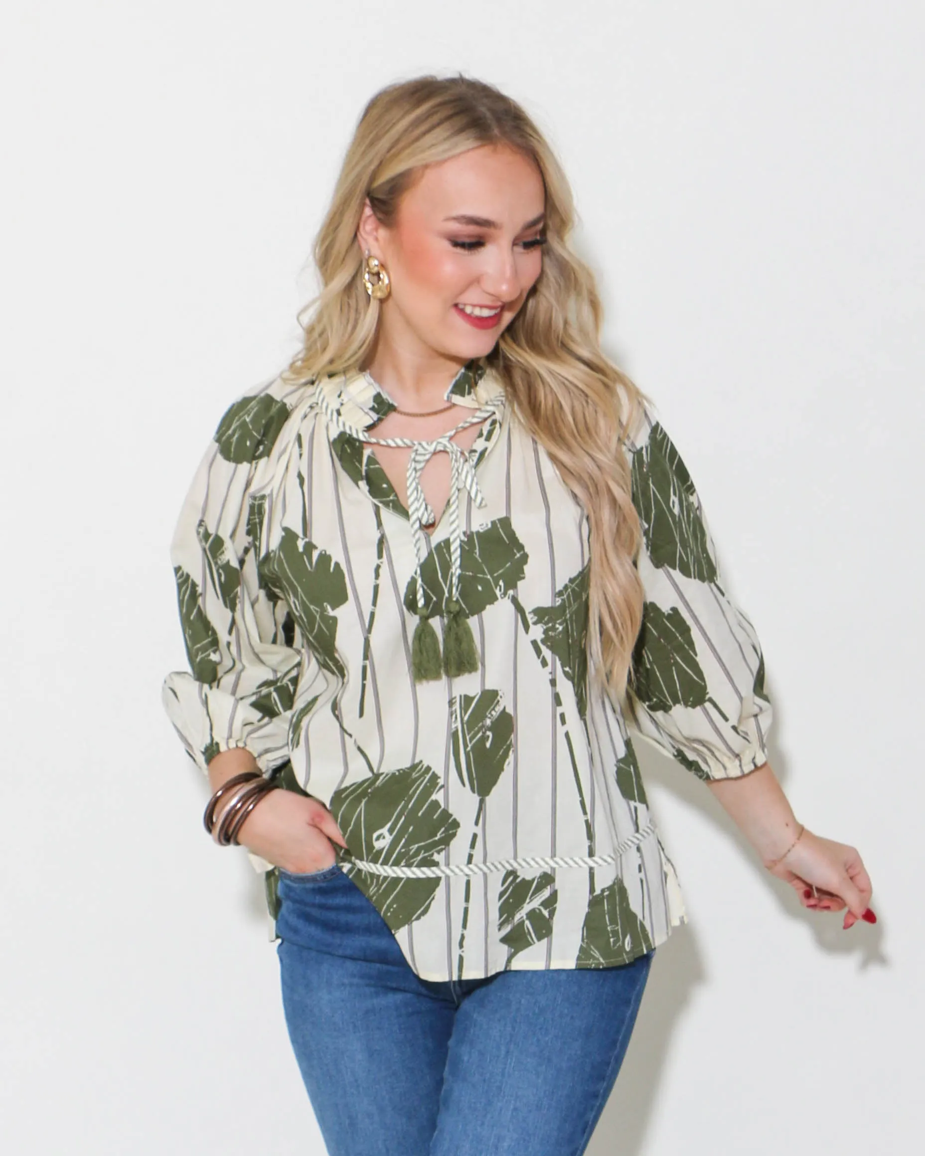 Olive Printed Top