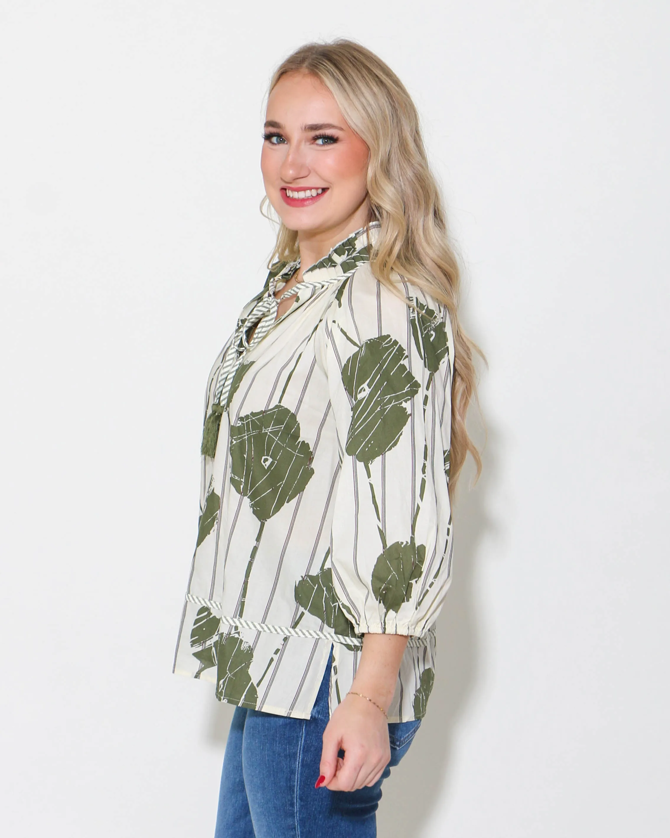 Olive Printed Top