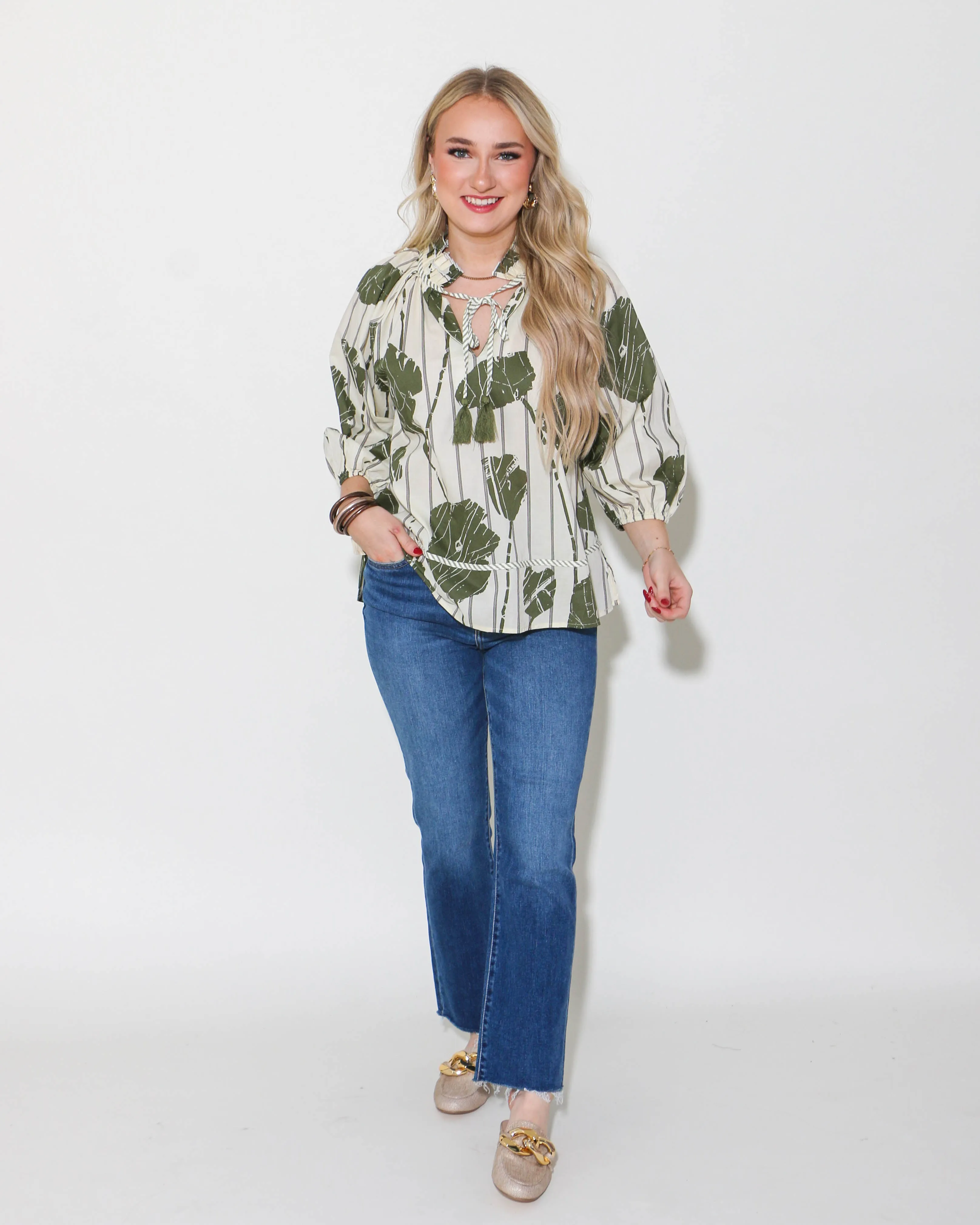 Olive Printed Top