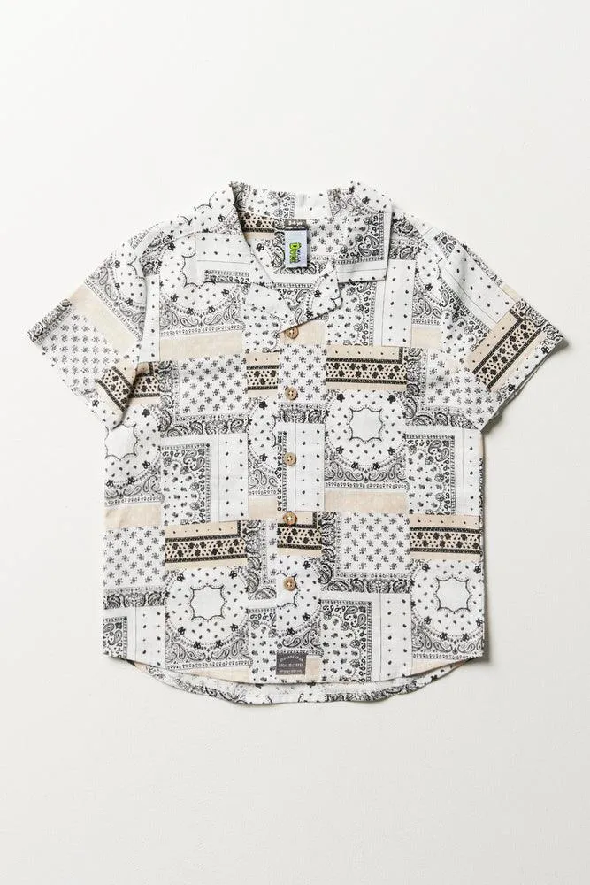 Paisley Short Sleeve Shirt Cream