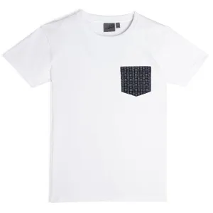 Pocket Tee - White   Kimono Print Basketweave