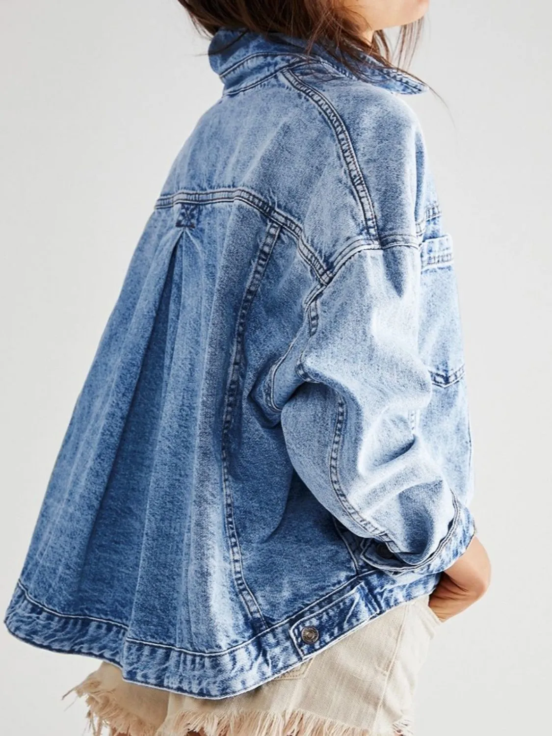 Pocketed Button Up Denim Jacket