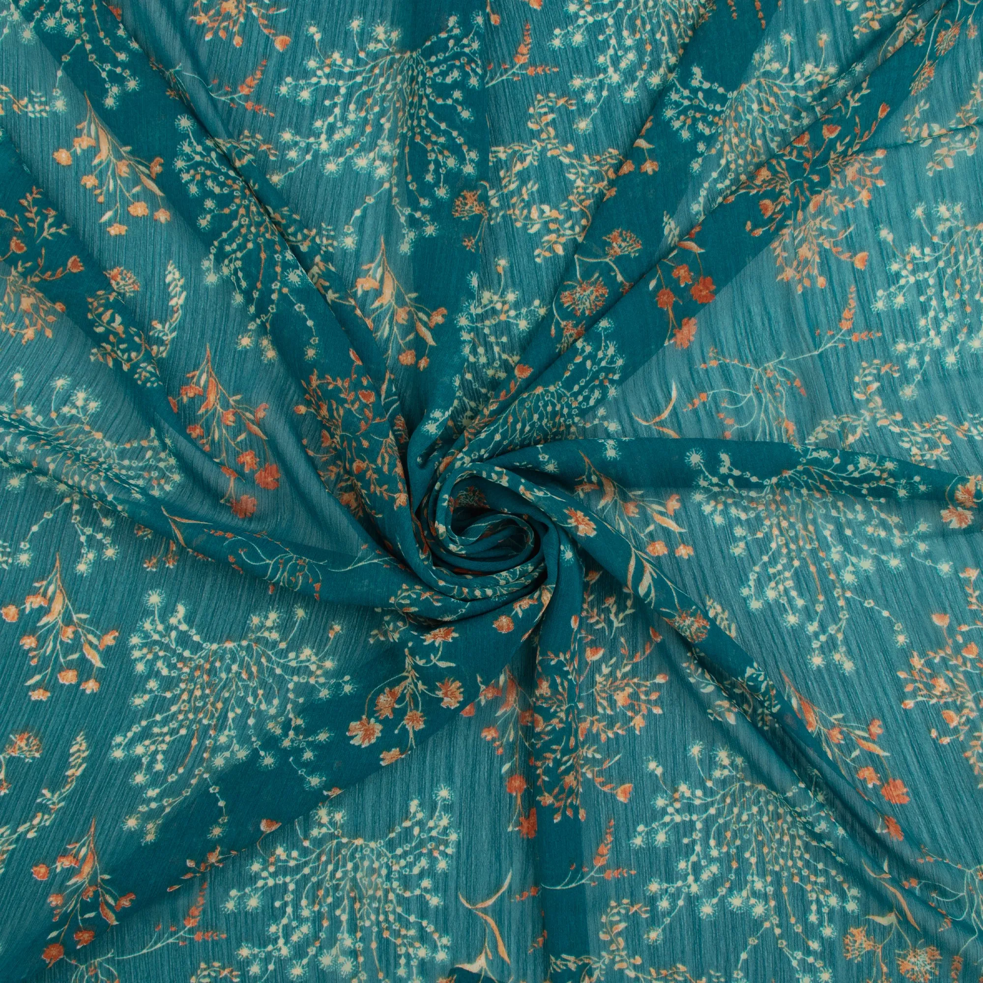 Printed Chiffon Yoryu - CHANTAL - 001 - Teal