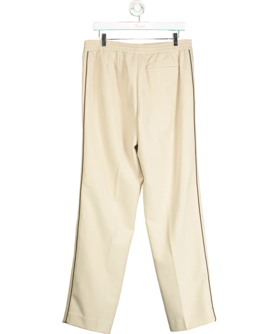 REISS Beige Roy Relaxed Contrast Pipe Detail Trousers W32