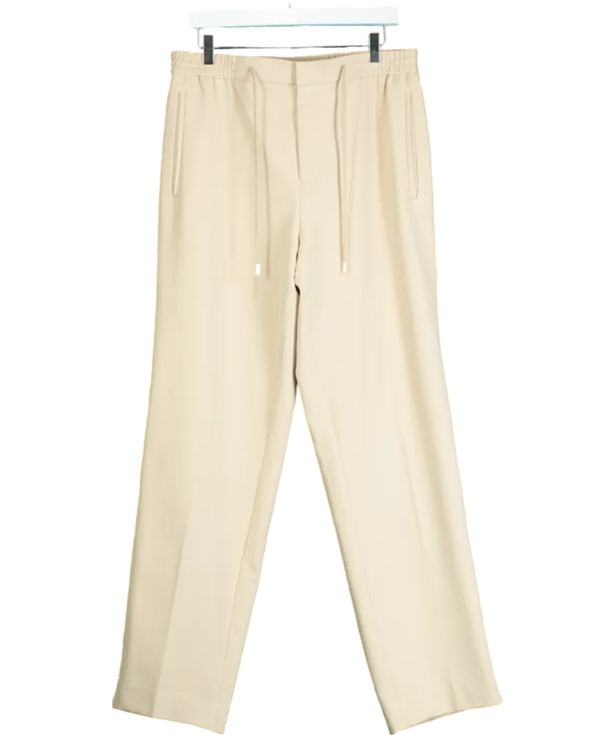 REISS Beige Roy Relaxed Contrast Pipe Detail Trousers W32