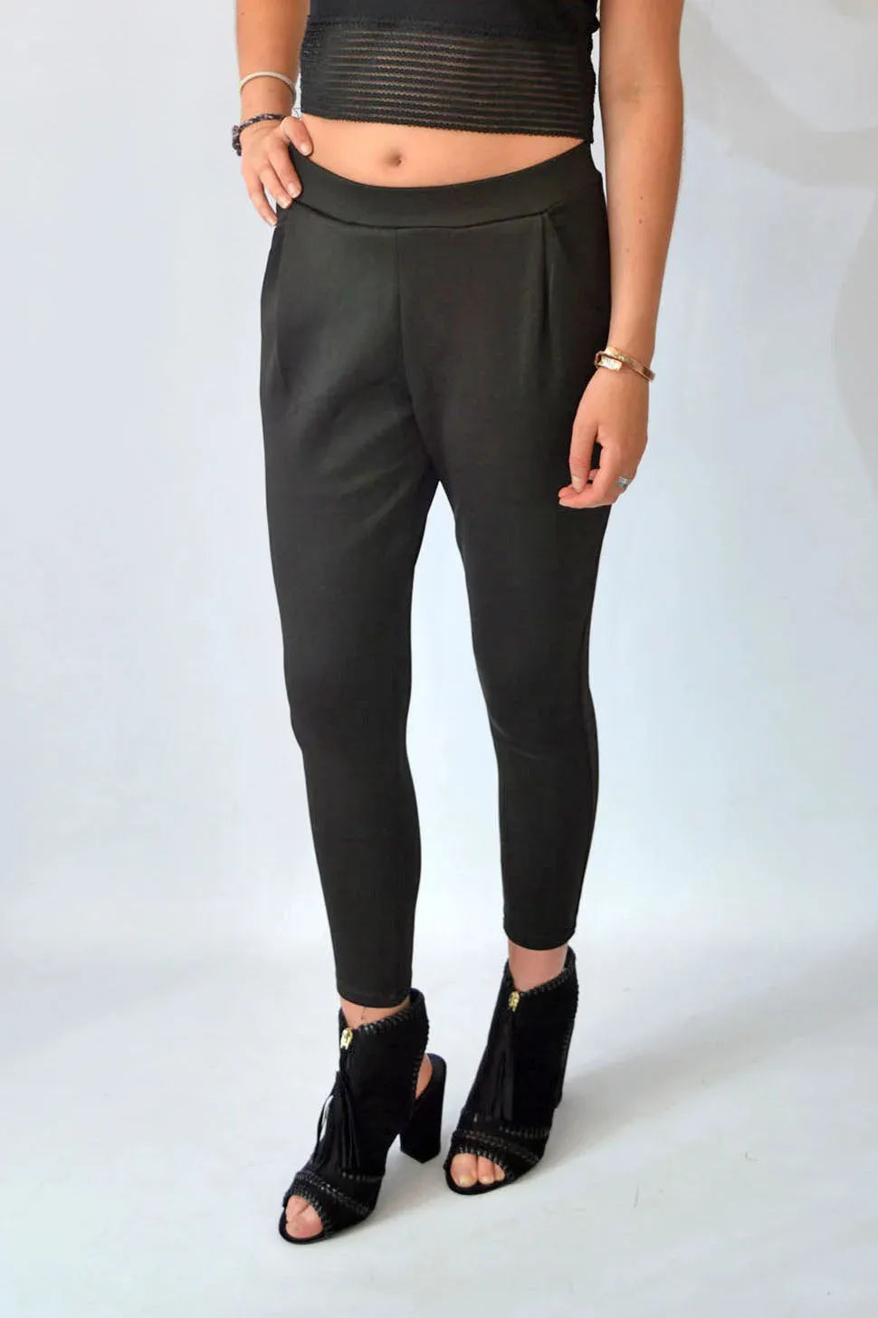 Scuba Pleat Front Crop Trousers