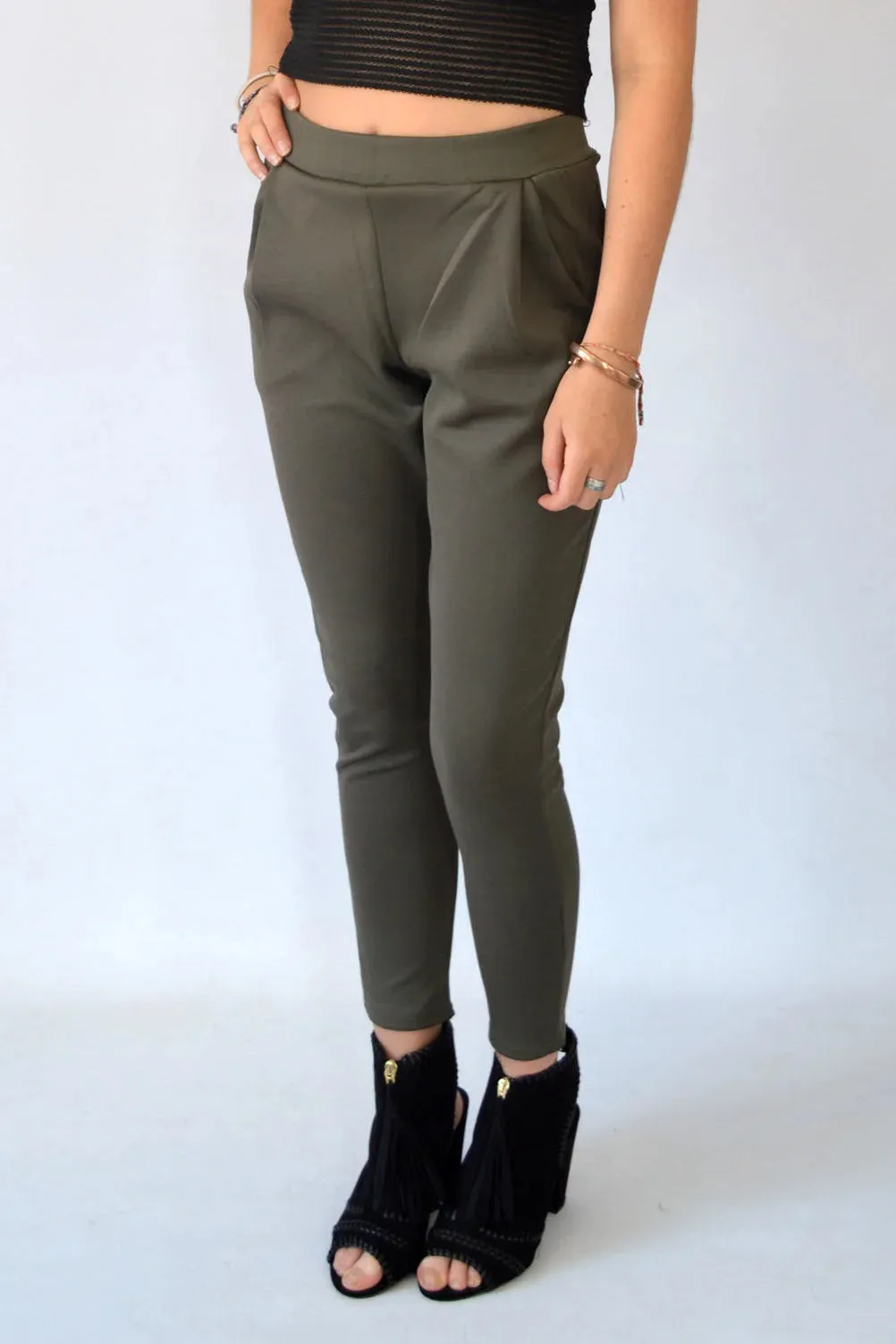 Scuba Pleat Front Crop Trousers