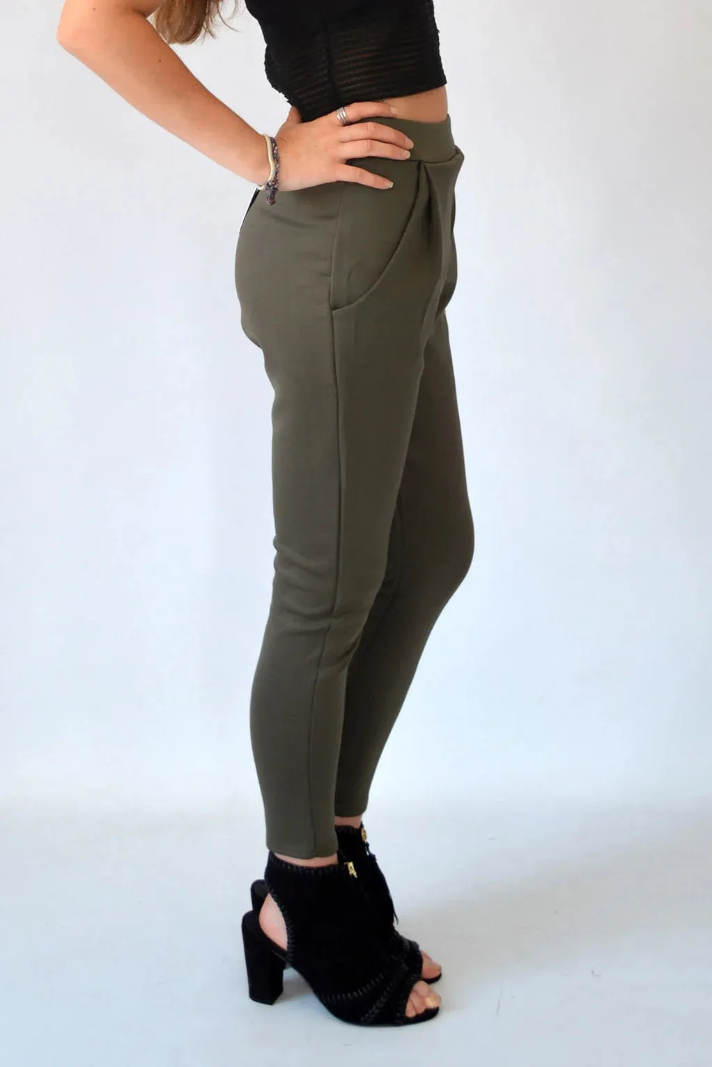 Scuba Pleat Front Crop Trousers