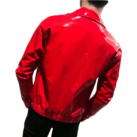 Shinny Leather Jacket for Men Fashion Autumn Winter Red Black Singer Dance Club Party Stage Costume Men Bomber Coats