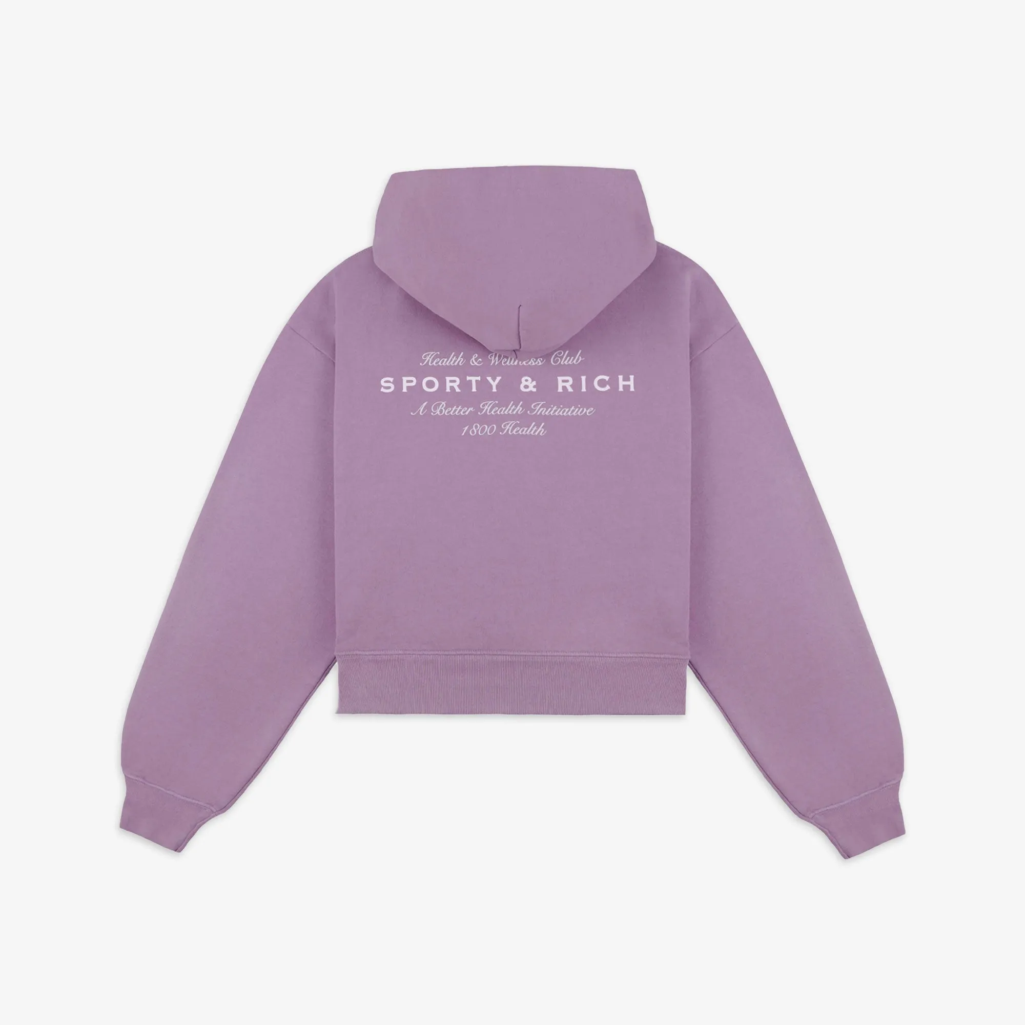 SPORTY & RICH | WMN'S HEALTH INITIATIVE CROPPED HOODIE { SOFT LAVENDER/WHITE