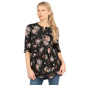 Tabitha 3/4 Sleeve Black Floral Jersey Tops