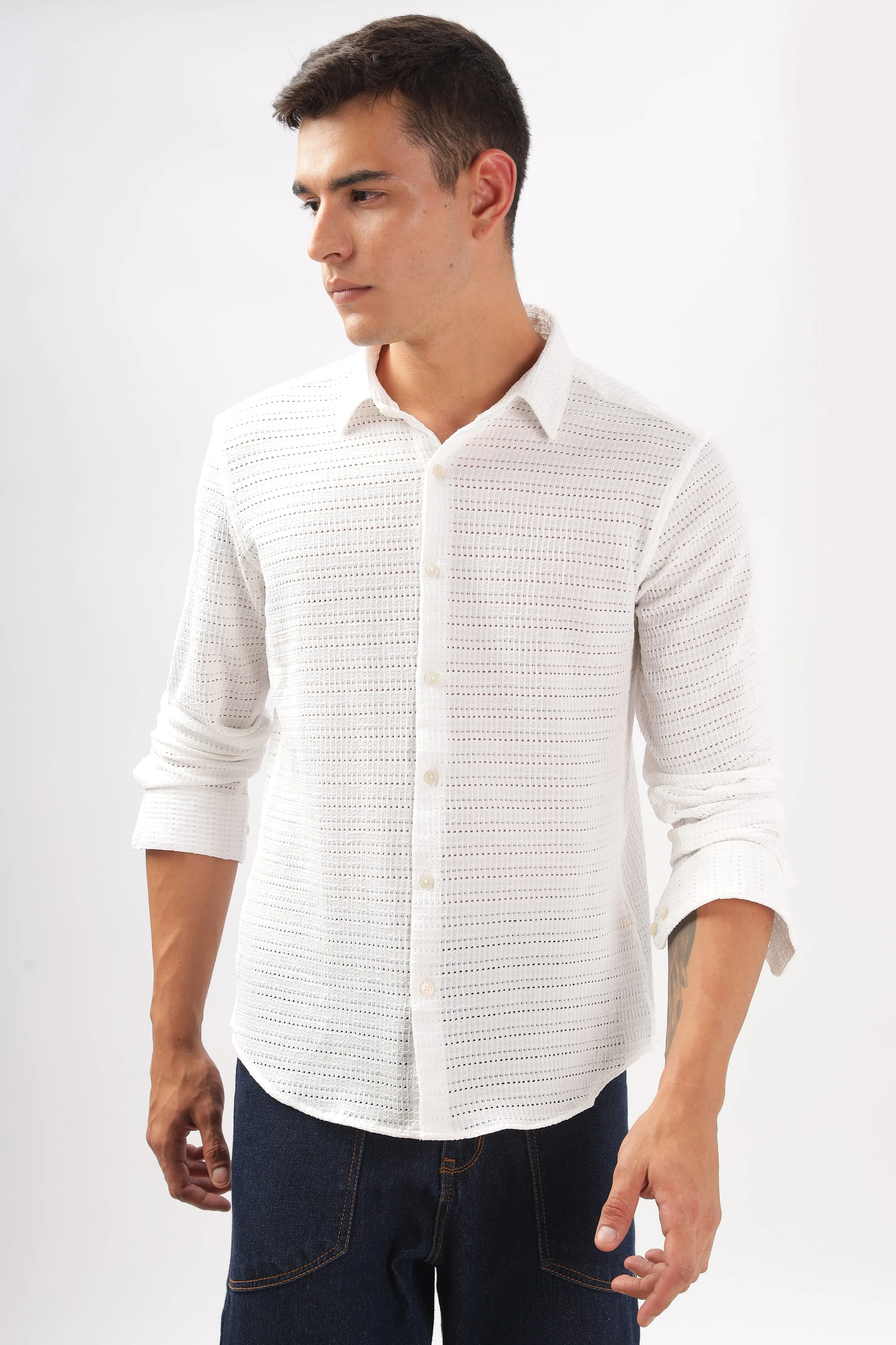 Textured White Shirt