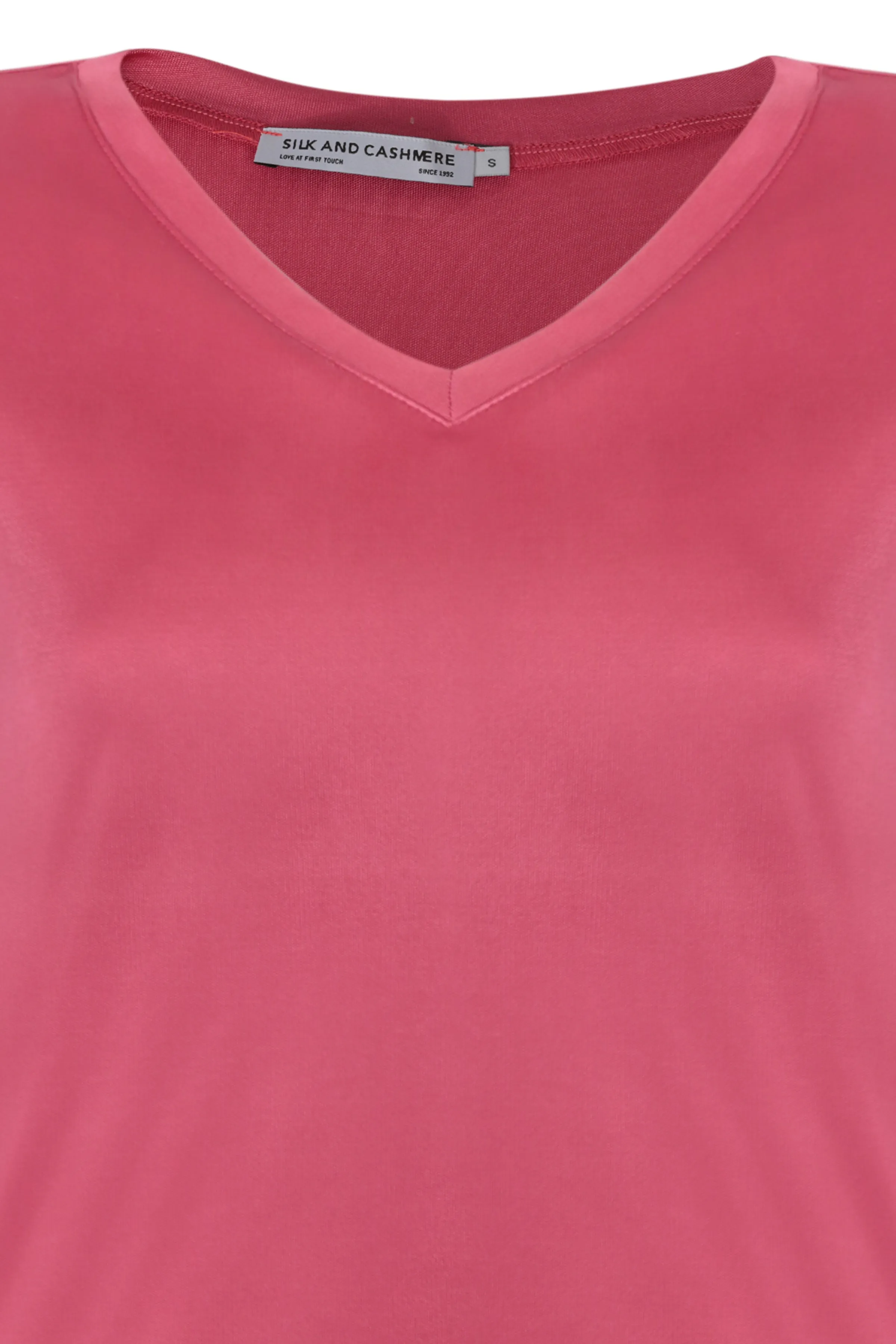 Watermelon Marina Silk-Blend V-Neck Short-Sleeve T-Shirt