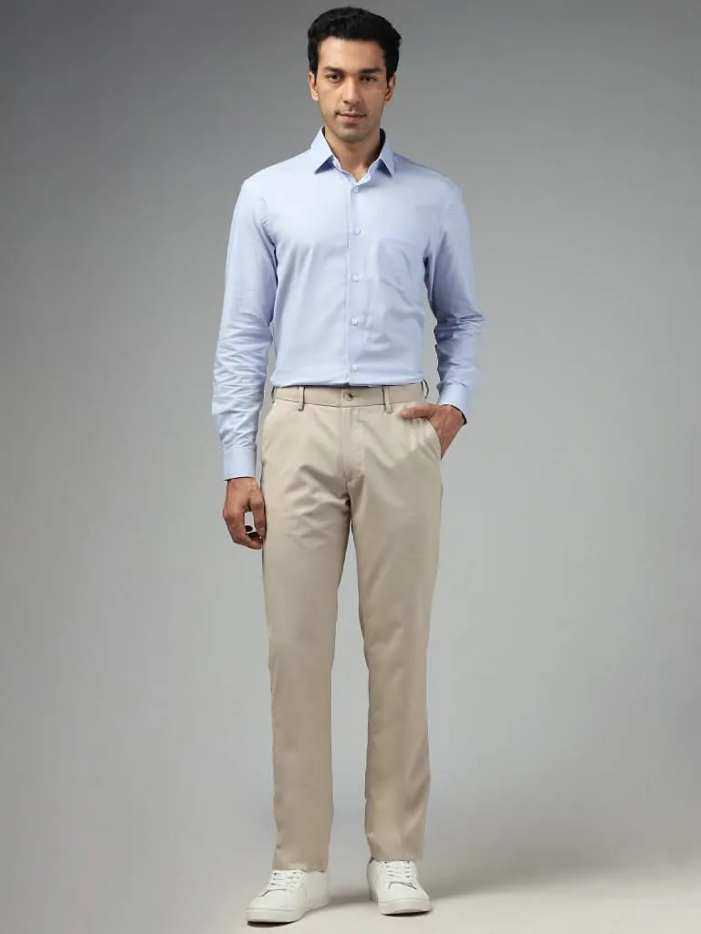 WES Formals Dobby Light Blue Cotton Relaxed-Fit Shirt