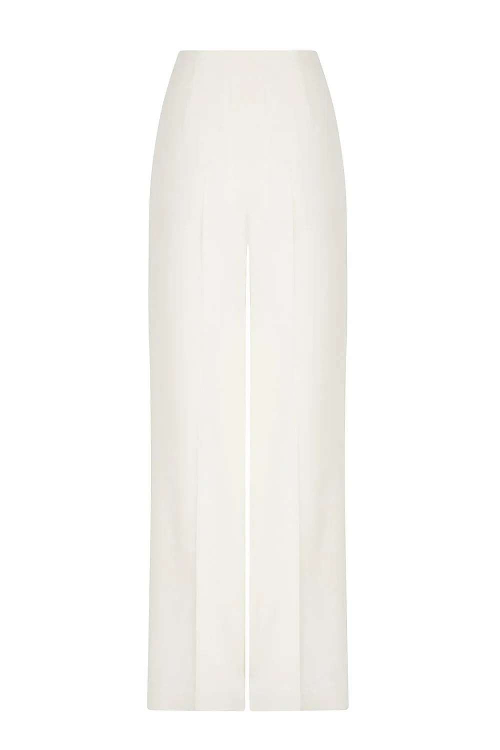 Wide Leg Trousers in Plain Ivory Faille - Paloma