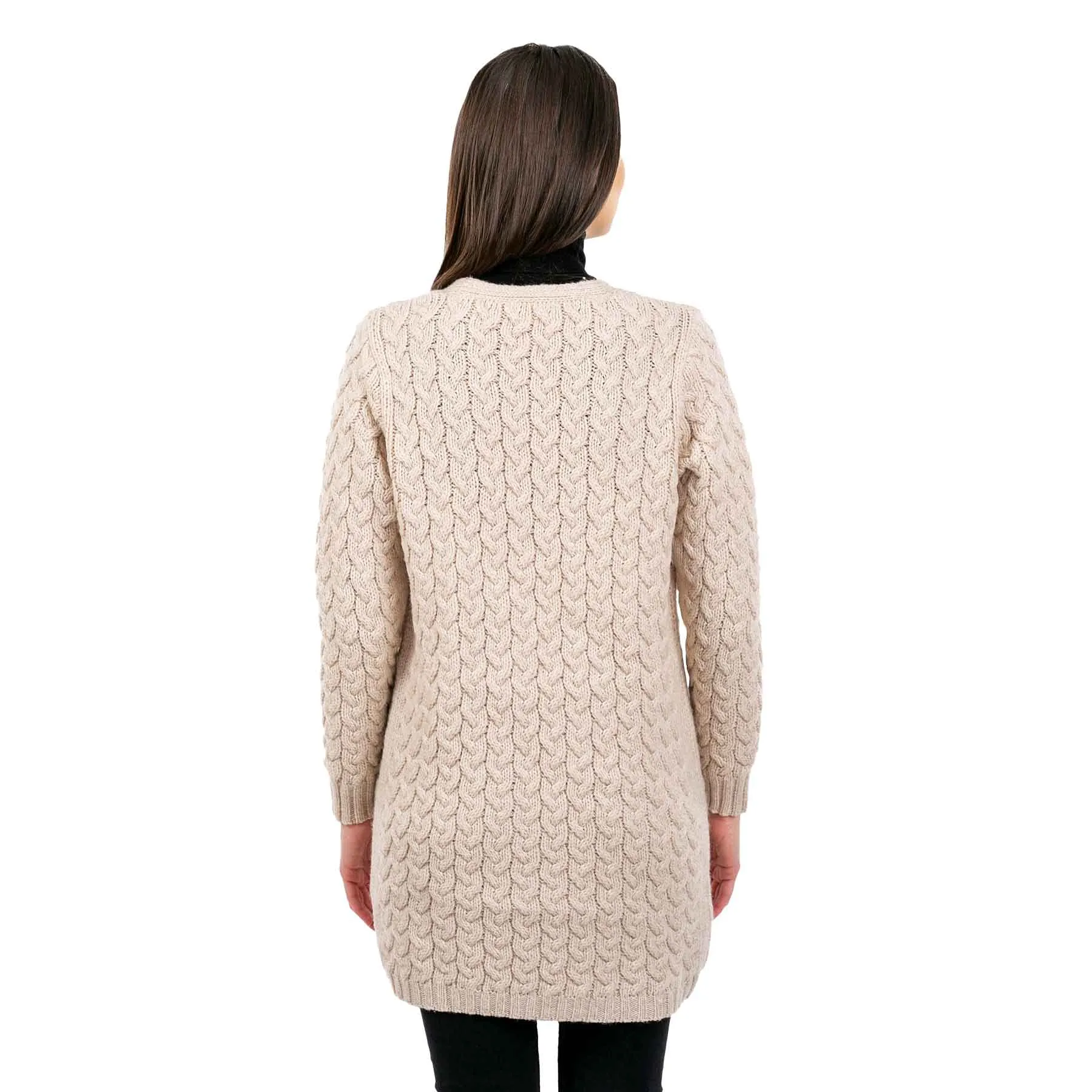 Women's Aran Knit Icon Cardigan Coat, Parsnip